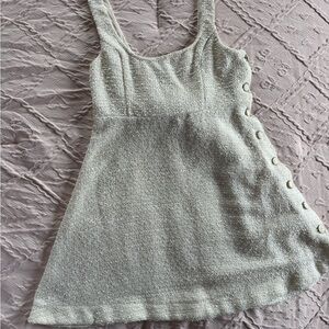 Zara Cream Textured Sleeveless Mini Dress with Side Buttons